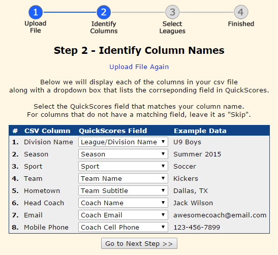 Identify Column Names